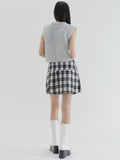 curetty (キュリティー) C METAL LOGO CHECKED PLEATS SKIRT_WHITE