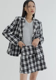 curetty (キュリティー) C METAL LOGO CHECKED PLEATS SKIRT_WHITE