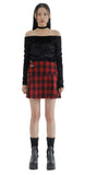 curetty (キュリティー) C METAL LOGO CHECKED PLEATS SKIRT_RED