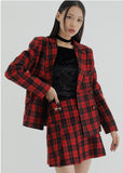 curetty (キュリティー) C METAL LOGO CHECKED PLEATS SKIRT_RED