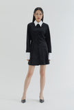 curetty (キュリティー)  C CONTRAST COLOR SHIRT DRESS_BLACK