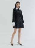 curetty (キュリティー)  C CONTRAST COLOR SHIRT DRESS_BLACK