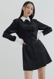 curetty (キュリティー)  C CONTRAST COLOR SHIRT DRESS_BLACK