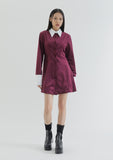 curetty (キュリティー)   C CONTRAST COLOR SHIRT DRESS_BURGUNDY