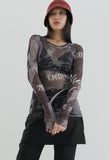 curetty (キュリティー)  C GRAPHIC SEE-THROUGH TOP_BLACK