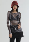 curetty (キュリティー)  C GRAPHIC SEE-THROUGH TOP_BLACK