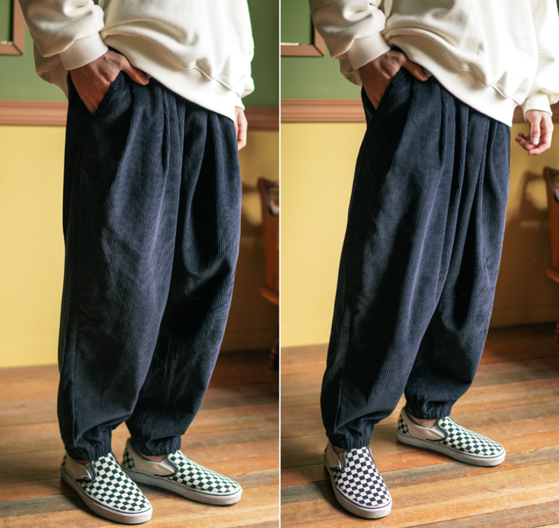 ダブルユーブイプロジェクト(WV PROJECT) Lesotho Corduroy Jogger Pants Navy JJLP7526
