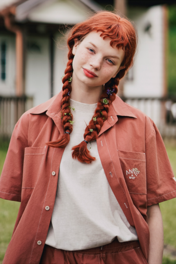 ダブルユーブイプロジェクト(WV PROJECT) Ann Square Short Sleeve Shirt Red Brown JISS7488