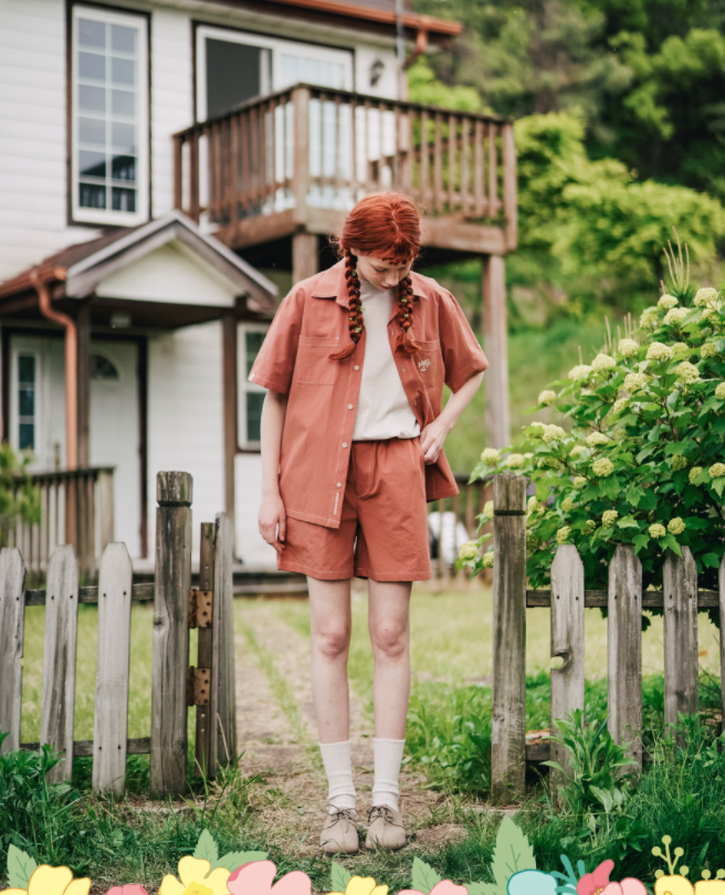 ダブルユーブイプロジェクト(WV PROJECT) Ann Square Short Sleeve Shirt Red Brown JISS7488