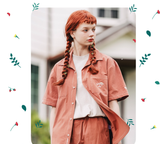 ダブルユーブイプロジェクト(WV PROJECT) Ann Square Short Sleeve Shirt Red Brown JISS7488
