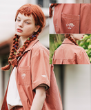 ダブルユーブイプロジェクト(WV PROJECT) Ann Square Short Sleeve Shirt Red Brown JISS7488