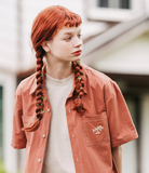 ダブルユーブイプロジェクト(WV PROJECT) Ann Square Short Sleeve Shirt Red Brown JISS7488