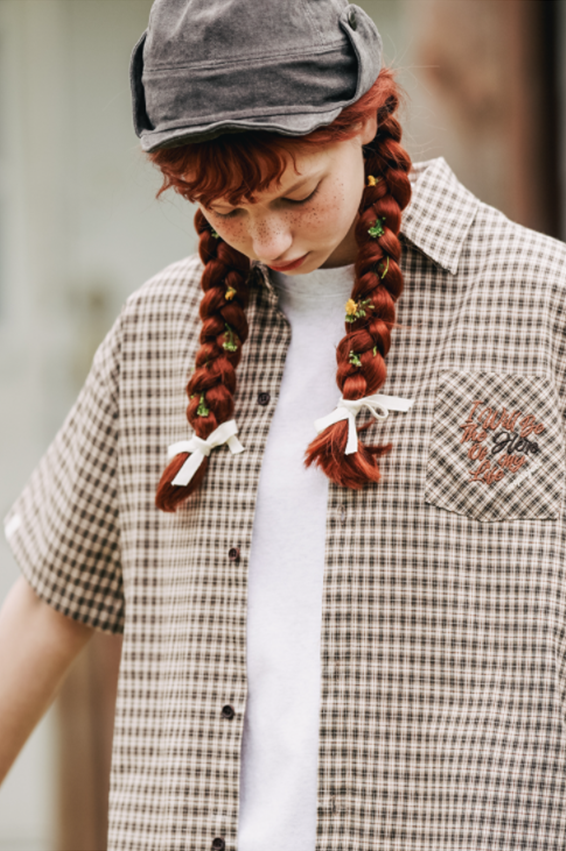 ダブルユーブイプロジェクト(WV PROJECT) And Life Checkered Short-sleeved shirt Brown MJSS7486
