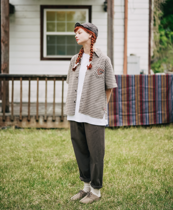 ダブルユーブイプロジェクト(WV PROJECT) And Life Checkered Short-sleeved shirt Brown MJSS7486