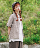ダブルユーブイプロジェクト(WV PROJECT) And Life Checkered Short-sleeved shirt Brown MJSS7486