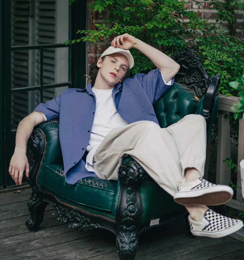 ダブルユーブイプロジェクト(WV PROJECT) Vertical Line Short Sleeve Shirt Violet JISS7501