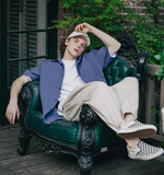 ダブルユーブイプロジェクト(WV PROJECT) Vertical Line Short Sleeve Shirt Violet JISS7501