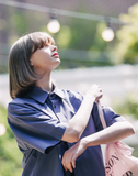 ダブルユーブイプロジェクト(WV PROJECT) Vertical Line Short Sleeve Shirt Violet JISS7501