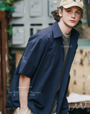 ダブルユーブイプロジェクト(WV PROJECT) Vertical Line Short Sleeve Shirt Navy JISS7501