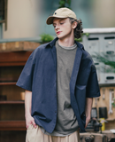 ダブルユーブイプロジェクト(WV PROJECT) Vertical Line Short Sleeve Shirt Navy JISS7501