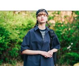 ダブルユーブイプロジェクト(WV PROJECT) Vertical Line Short Sleeve Shirt Navy JISS7501