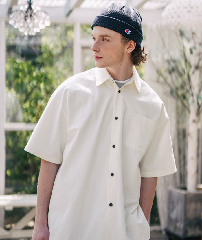 ダブルユーブイプロジェクト(WV PROJECT) Vertical Line Short Sleeve Shirt White JISS7501