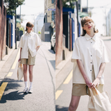 ダブルユーブイプロジェクト(WV PROJECT) Vertical Line Short Sleeve Shirt White JISS7501