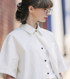 ダブルユーブイプロジェクト(WV PROJECT) Vertical Line Short Sleeve Shirt White JISS7501