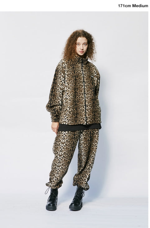 セイントペイン(SAINTPAIN)  SP LEOPARD FLEECE ZIP JACKET-BEIGE