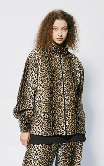 セイントペイン(SAINTPAIN)  SP LEOPARD FLEECE ZIP JACKET-BEIGE