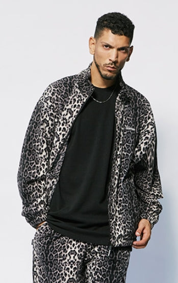 セイントペイン(SAINTPAIN) SP LEOPARD FLEECE ZIP JACKET-BLACK