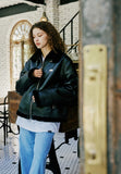 セイントペイン(SAINTPAIN) SP VEGAN LEATHER SHEARlING JACKET-BLACK