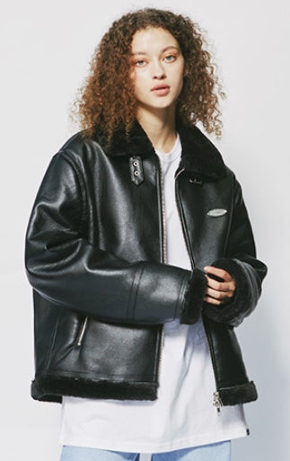 セイントペイン(SAINTPAIN) SP VEGAN LEATHER SHEARlING JACKET-BLACK