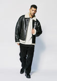 セイントペイン(SAINTPAIN)  SP VEGAN LEATHER SHEARlING JACKET-IVORY