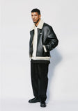 セイントペイン(SAINTPAIN)  SP VEGAN LEATHER SHEARlING JACKET-IVORY