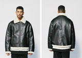 セイントペイン(SAINTPAIN)  SP VEGAN LEATHER SHEARlING JACKET-IVORY