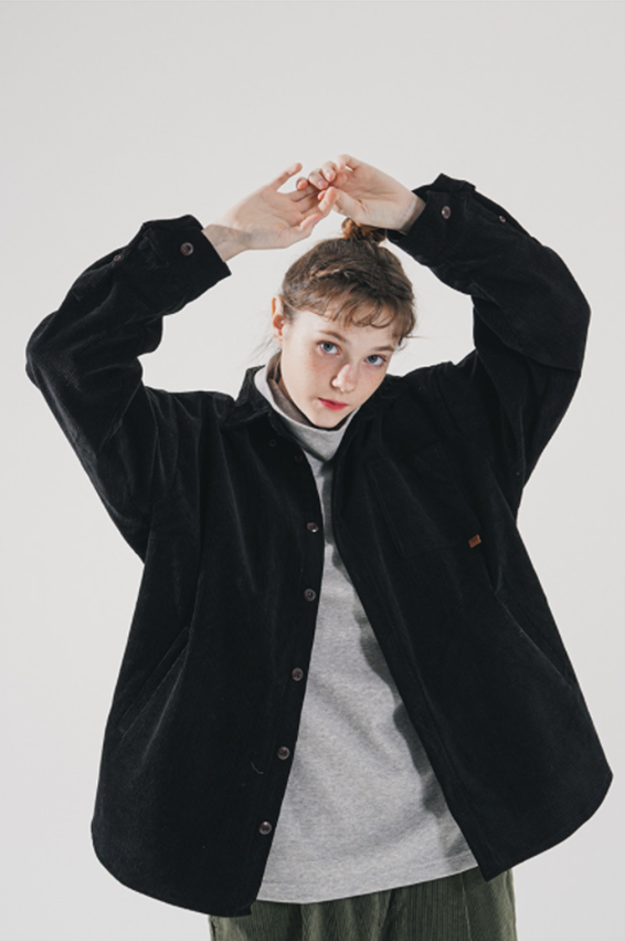 ダブルユーブイプロジェクト(WV PROJECT) Pretzel Corduroy Shirt Black JJLS7525