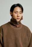 SSY(エスエスワイ)  neck warmer wide collar zip-up knit brown