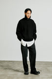 SSY(エスエスワイ)  neck warmer wide collar zip-up knit black