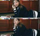 ダブルユーブイプロジェクト(WV PROJECT) Lost color matching Sweatshirt Navy KMMT7530