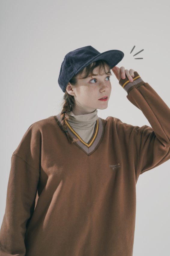 ダブルユーブイプロジェクト(WV PROJECT) Lost color matching Sweatshirt Brown KMMT7530