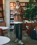 ダブルユーブイプロジェクト(WV PROJECT) Lost color matching Sweatshirt Brown KMMT7530