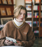 ダブルユーブイプロジェクト(WV PROJECT) Lost color matching Sweatshirt Brown KMMT7530