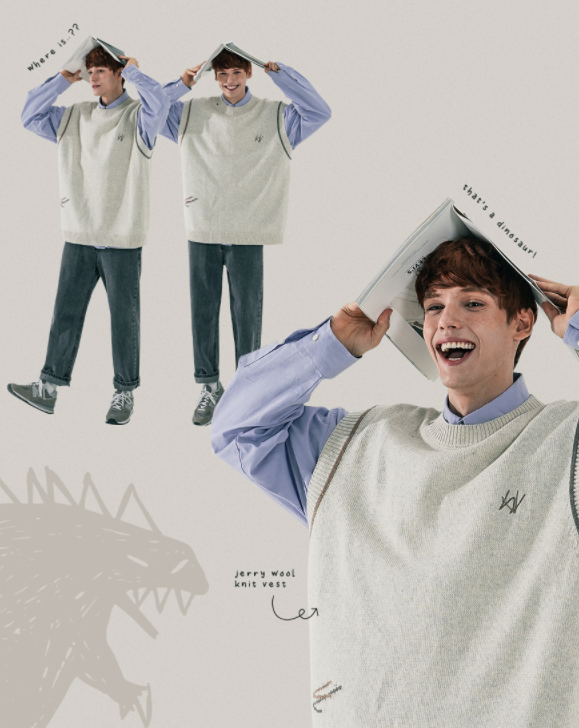 ダブルユーブイプロジェクト(WV PROJECT) Jerry Wool Knit Best Oatmeal MJKN7524