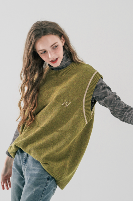 ダブルユーブイプロジェクト(WV PROJECT) Jerry Wool Knit Best Olive MJKN7524