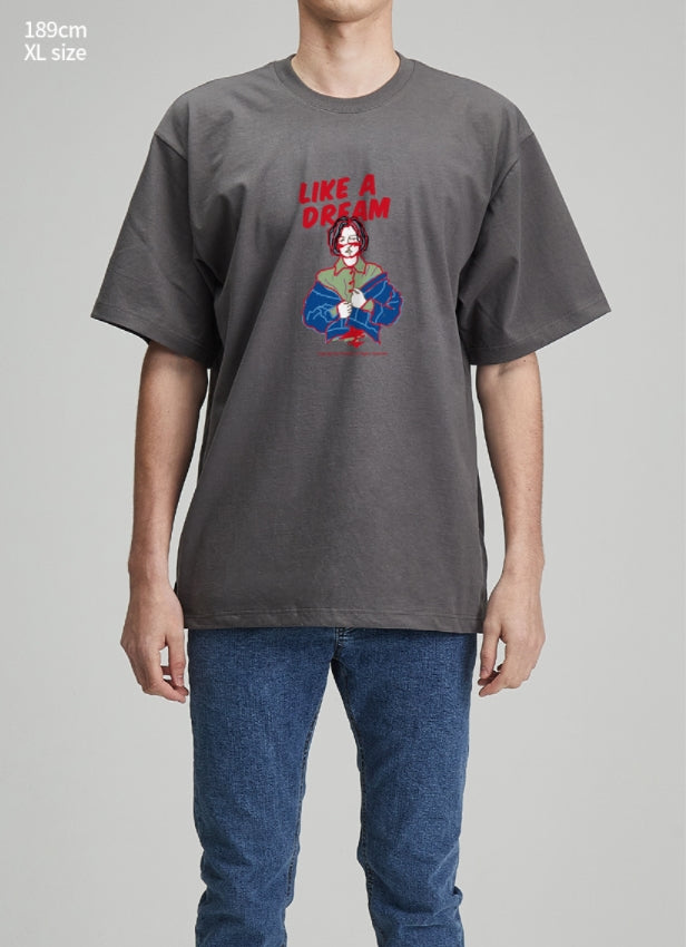 RADINEO (ラディネオ)　Like a dream grey short-sleeved T-shirt