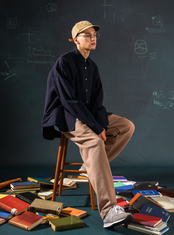 ティーダブリューエヌ(TWN) Oxford Balloon Fit Shirt Navy SHLS3404