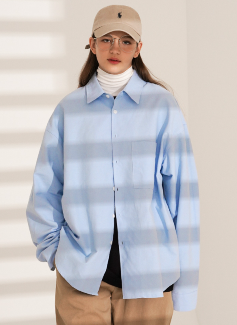 ティーダブリューエヌ(TWN) Oxford Balloon Fit Shirt Blue SHLS3404