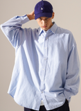 ティーダブリューエヌ(TWN) Oxford Overfit Stripe Shirt Blue SHLS3396