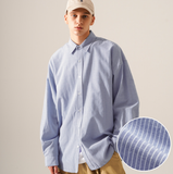 ティーダブリューエヌ(TWN) Oxford Overfit Stripe Shirt Navy SHLS3396